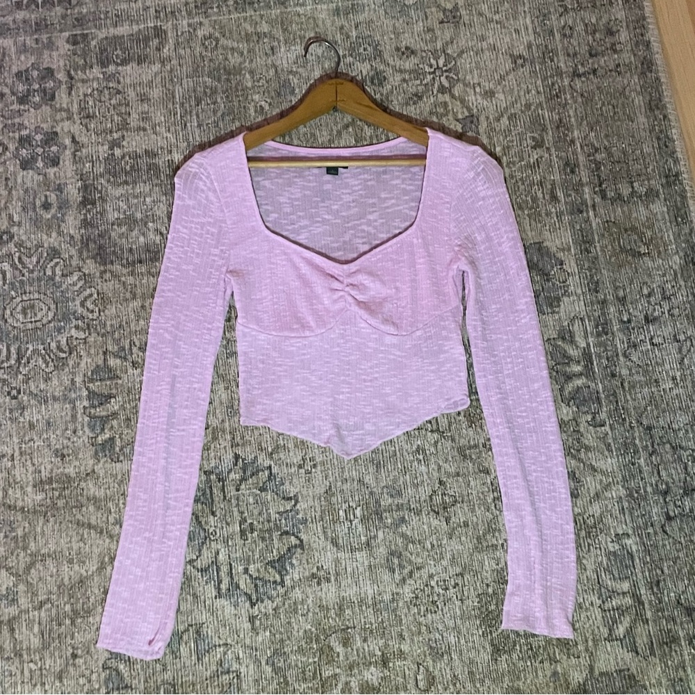 Wild Fable Target NWOT Pink Comfy Long Sleeve Cropped Top Size S